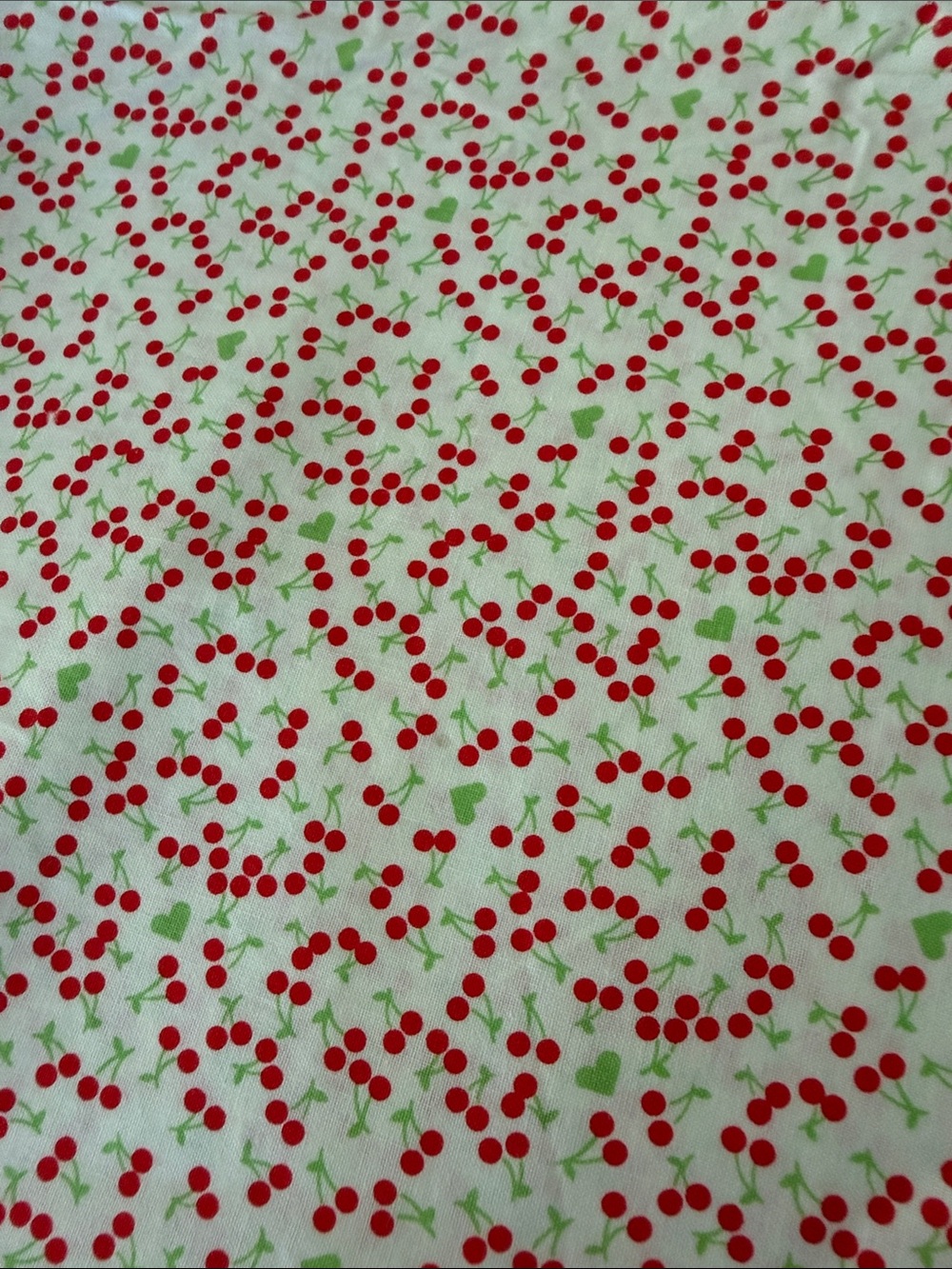 Cherry Print Cotton Fabric - White and Red - Picture 2 of 2